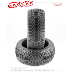 PAIR OF BUGGY TYRES NAPOLI SUPERSOFT PREGLUED ON WHITE RIMS #001-0813